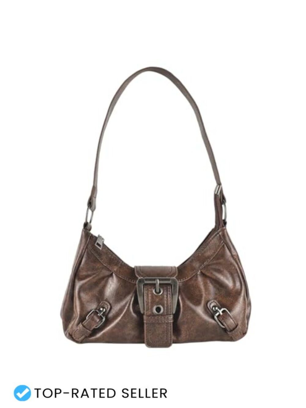 Y2K Crescent Shoulder Bag Women Vegan Leather Punk Goth Hobo Purse
